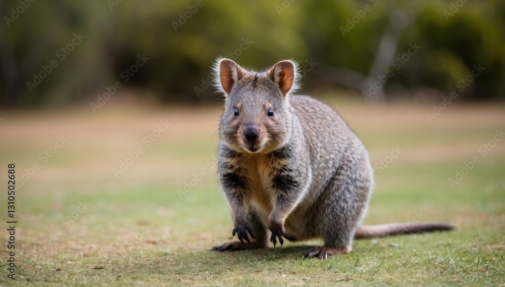 A wonderful depiction of a cheerful quokka enjoying a sunny day on a green field A wonderful depiction of a cheerful quokka enjoying a sunny day on a green field