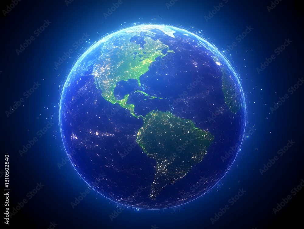 Glowing Digital Earth at Night 3D Model Glowing Digital Earth at Night 3D Model