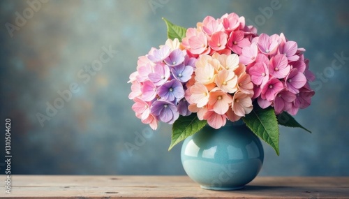 Wallpaper Mural Pastel watercolor hydrangeas in a vase, pastel, fresh cut, watercolor Torontodigital.ca