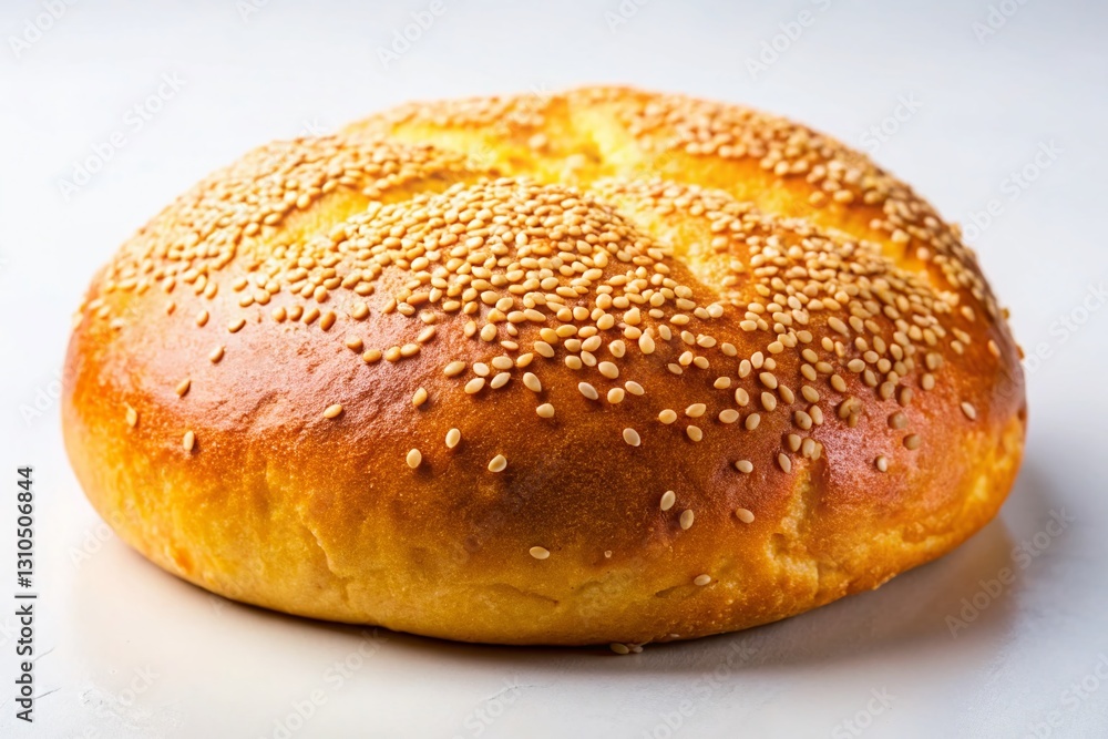 Freshly Baked Moroccan Semolina Bread, Khobz, Isolated on White Background - Perfect for Culinary Stock Photography Freshly Baked Moroccan Semolina Bread, Khobz, Isolated on White Background - Perfect for Culinary Stock Photography