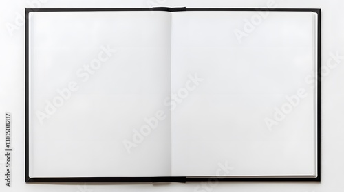 Blank Open Book with Black Cover Mockup