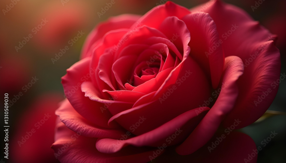 Softly Lit Red Rose with Natural Bokeh Background Softly Lit Red Rose with Natural Bokeh Background