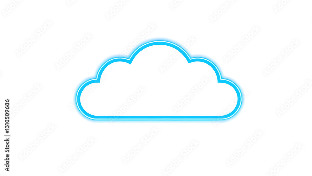 Cloud computing icon with blue cloud symbol representing technology and data network on white background Cloud computing icon with blue cloud symbol representing technology and data network on white background