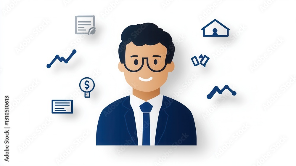 Minimalist and clean productivity icon set featuring a silhouette of a professional businessman in a suit and tie representing leadership management and corporate success Minimalist and clean productivity icon set featuring a silhouette of a professional businessman in a suit and tie representing leadership management and corporate success