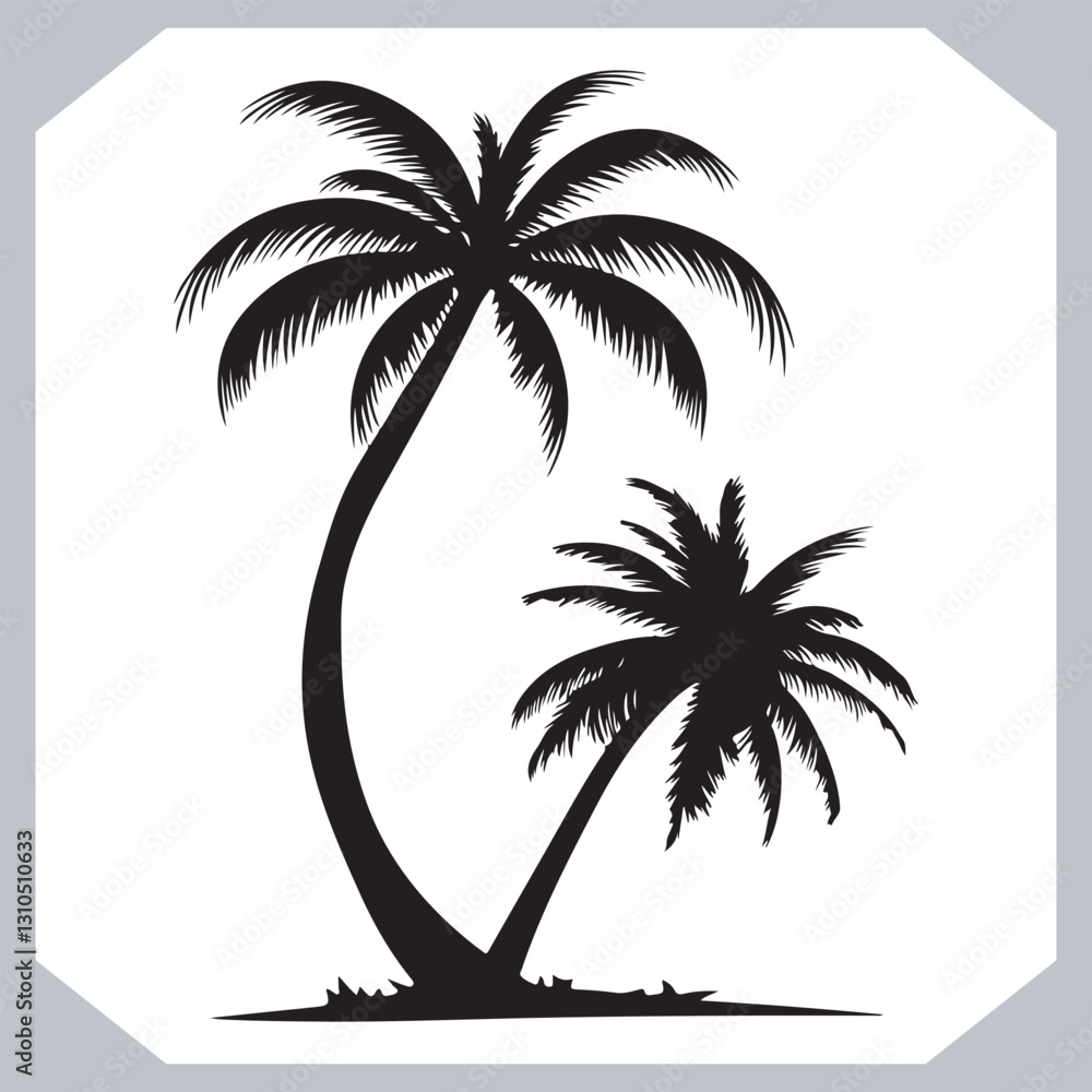 Logotype Black Simple Palm Tree Vector Silhouettes Palm Trees and Coconut Tree Silhouettes