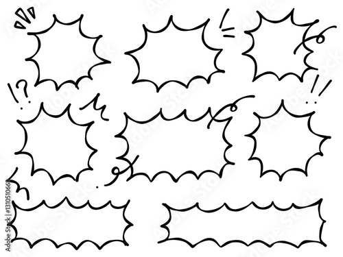 手書きの漫画風吹き出しのセット、フレーム