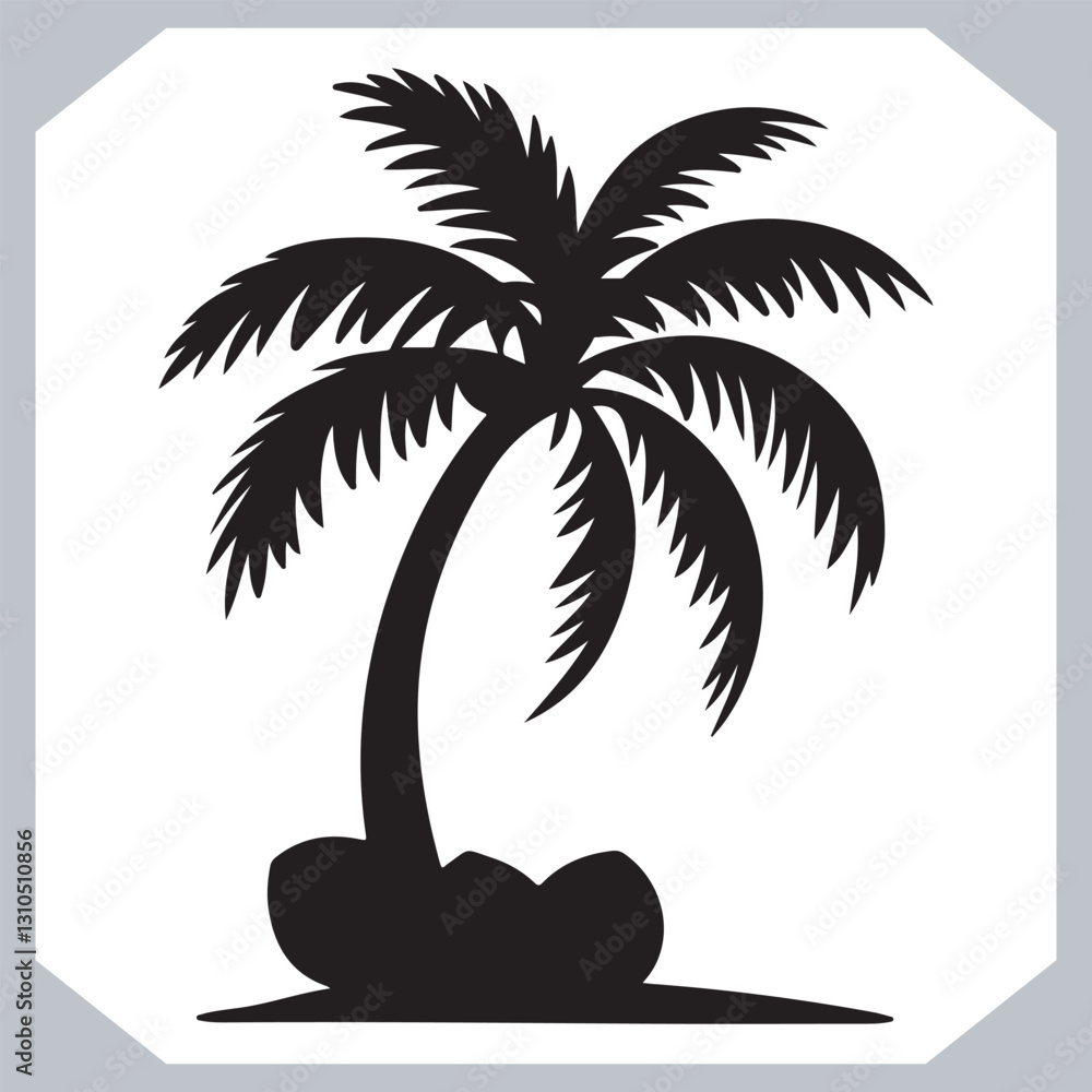 Logotype Black Simple Palm Tree Vector Silhouettes Palm Trees and Coconut Tree Silhouettes