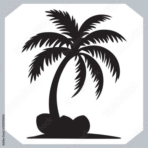 Obraz na płótnie Logotype Black Simple Palm Tree Vector Silhouettes Palm Trees and Coconut Tree Silhouettes w salonie