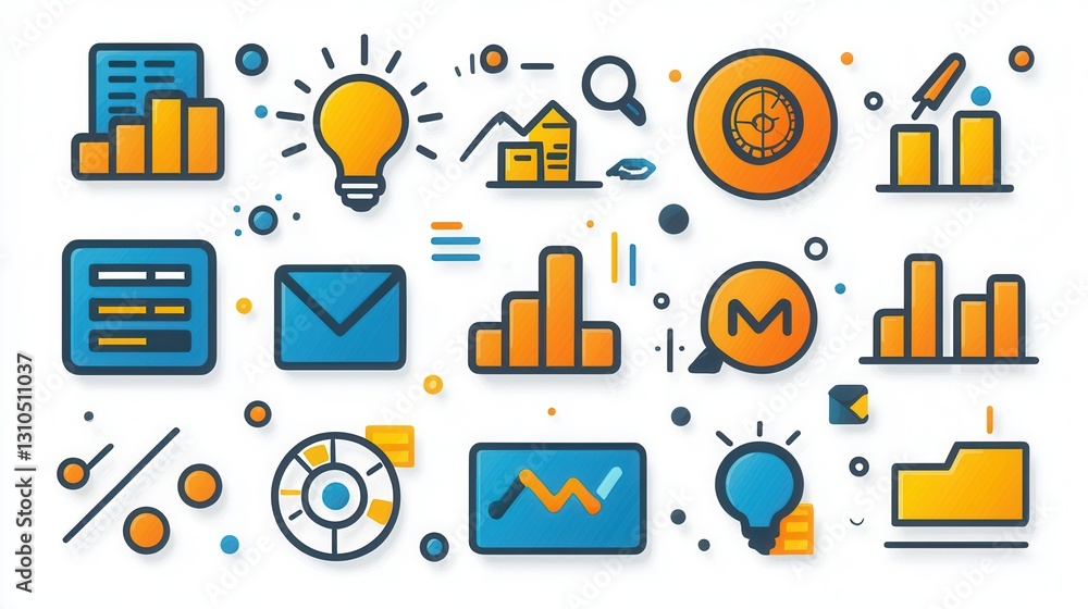 Set of 15 outline web icons representing various business data analytics and reporting elements such as graphs charts diagrams infographics Set of 15 outline web icons representing various business data analytics and reporting elements such as graphs charts diagrams infographics