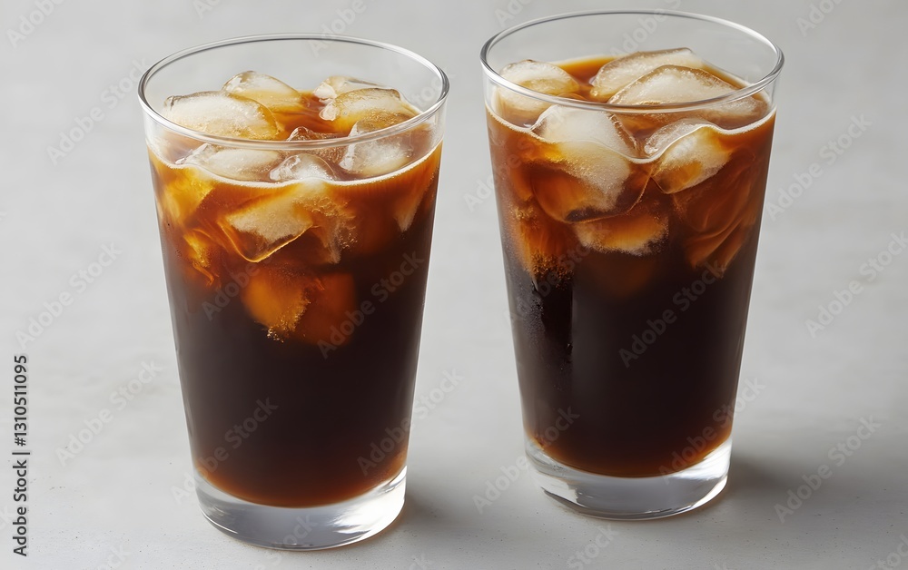 Refreshing Iced Coffee in Glasses, Cool Summer Drink Refreshing Iced Coffee in Glasses, Cool Summer Drink