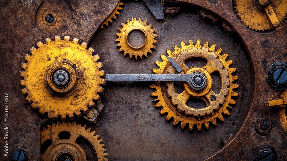 Rusty Gears Intermeshing Close-Up Rusty Gears Intermeshing Close-Up