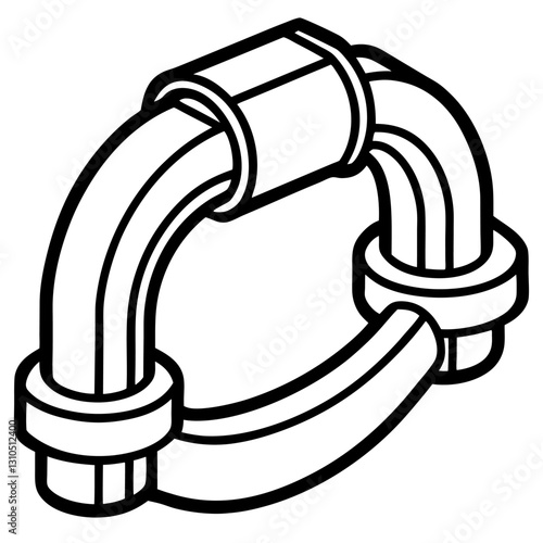 Pipe Clamp Minimalist Sketch Construction Line Art Design Vector Illustration Clipart, Minimalist pipe clamp sketch design, perfect for construction and industrial projects.