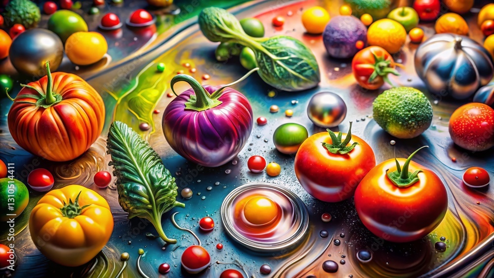 Fototapeta premium Futuristic Food Spray Paint Art: Abstract Culinary Canvas