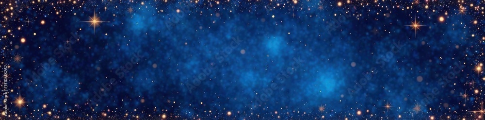 Naklejka premium Sparkling glitter effect on a dark blue frame with a starry night background and constellation patterns, magic, glitter effect, cosmic
