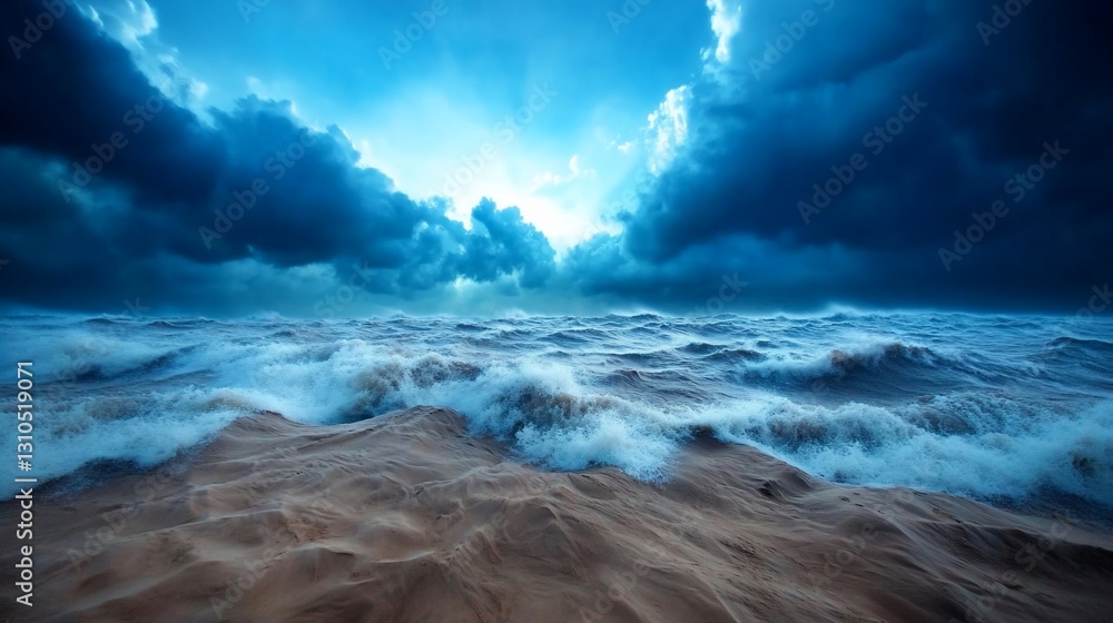 Obraz premium Stormy ocean waves under dramatic sky