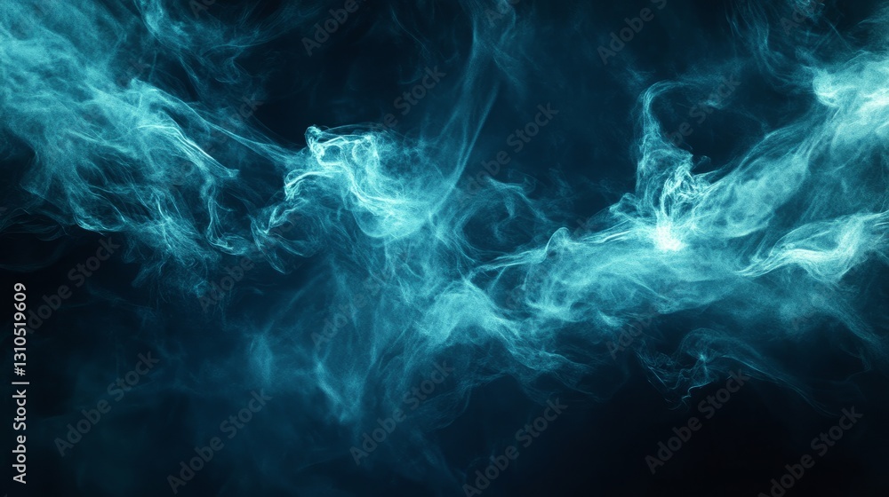 Abstract Blue and Teal Glowing Particles Swirling in Dark Background Abstract Blue and Teal Glowing Particles Swirling in Dark Background