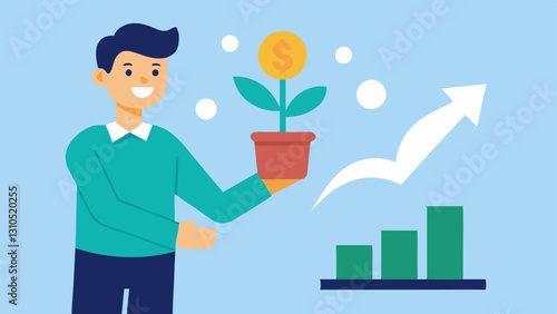 Investment in Business A small business owner happily receiving cash from a lender. The background indicates business growth and expansion opportunities.