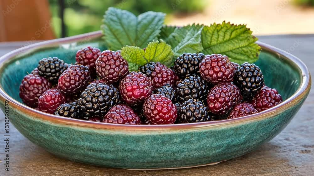A Bowl of Freshly Picked Blackberries and Red Raspberries A Bowl of Freshly Picked Blackberries and Red Raspberries