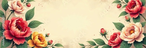Wallpaper Mural Vintage Style Floral Template, greenery, elegant design, vintage flowers Torontodigital.ca
