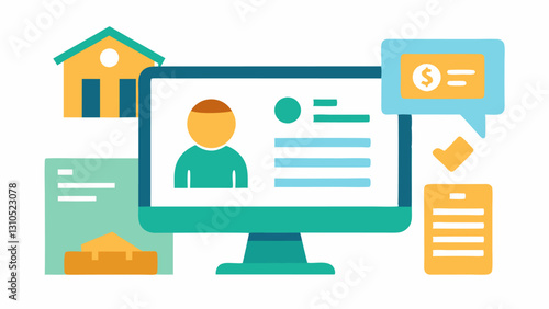 Online Loan Application A userfriendly computer screen displaying a simple loan application form with icons representing various purposes like home improvement education etc.