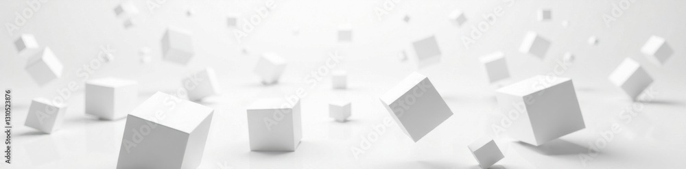 White box blocks with scattered patterns on a blank background, visually striking, modern furniture, random shapes, cubical structure White box blocks with scattered patterns on a blank background, visually striking, modern furniture, random shapes, cubical structure