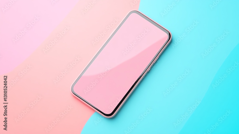Minimalistic Smartphone on a Vibrant Pink and Blue Background Showcasing Modern Design Aesthetics Minimalistic Smartphone on a Vibrant Pink and Blue Background Showcasing Modern Design Aesthetics