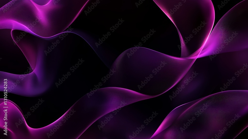 Fototapeta premium Abstract Purple Waves Flowing on Dark Background