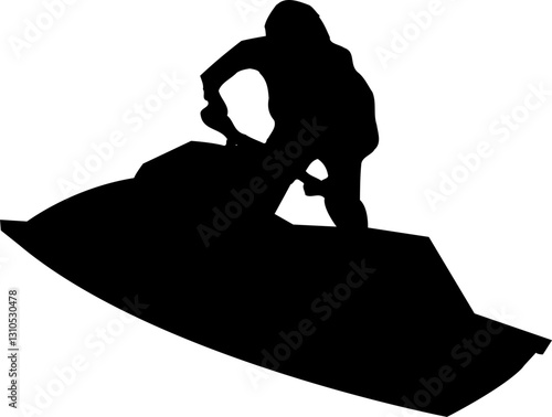 Jet ski rider silhouette at high speed