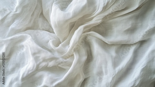 Textured White Fabric Draped Background Soft Light Subtle Creases