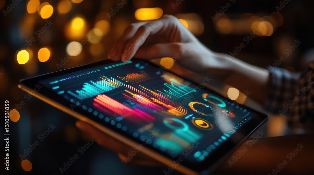 Wealth management, hands holding a tablet displaying financial data Wealth management, hands holding a tablet displaying financial data