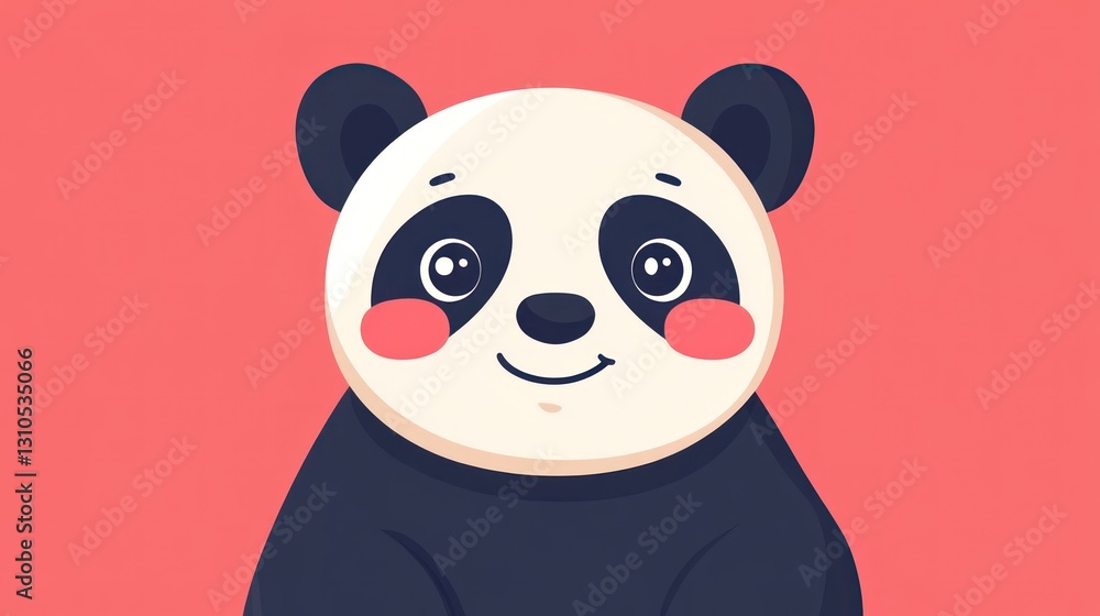 Fototapeta premium Adorable cartoon panda with a friendly and cheerful expression appears