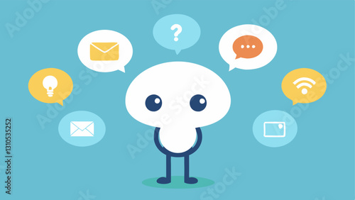 Splitting Attention A character with multiple thought bubbles containing different tasks emails social media cooking exercise overlapping suggesting that attention is divided and