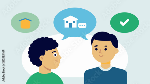 Learning About Loans A teen discussing with a mentor with a thought bubble depicting various loan types car student home and their potential interest rates.