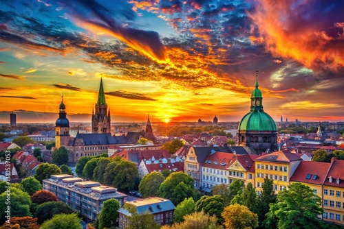 Hanover Skyline Sunset Portrait Photography - Colorful Cityscape at Dusk