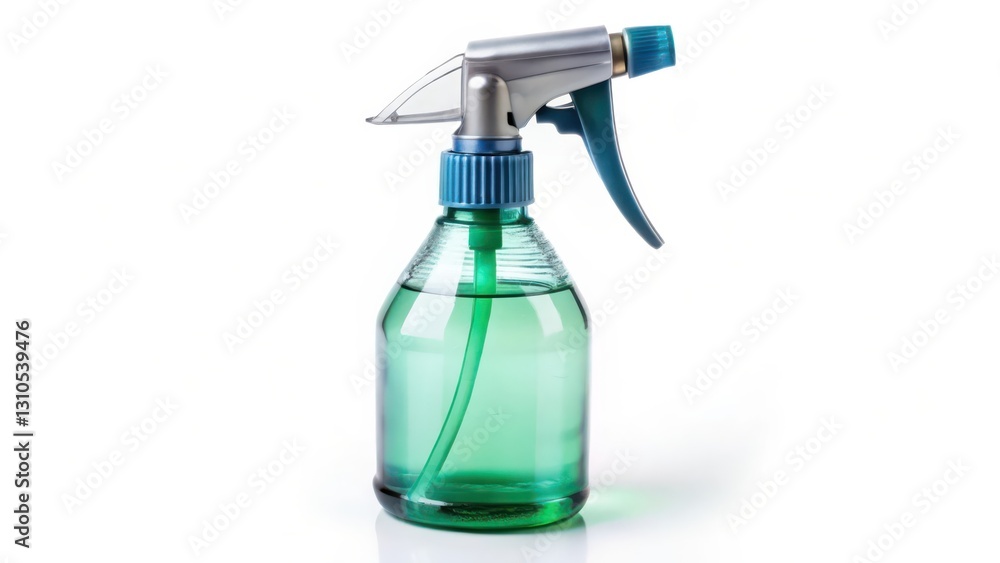 Green Plastic Spray Bottle on White Background Green Plastic Spray Bottle on White Background
