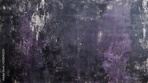 Dark purple grunge texture with distressed, weathered details. The rough and abstract surface creates a moody and artistic aesthetic, perfect for backgrounds and creative designs.