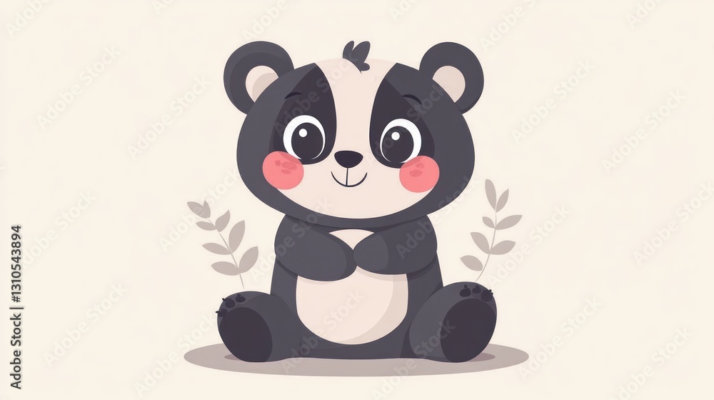 A cute cartoon animal smiling and sitting comfortably on display A cute cartoon animal smiling and sitting comfortably on display