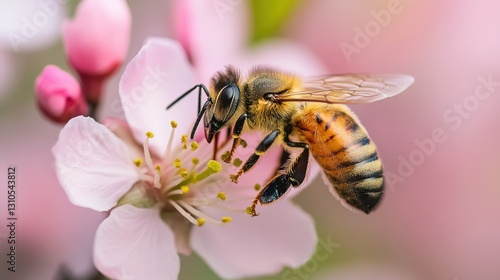 Close-up of a bee on a spring blossom