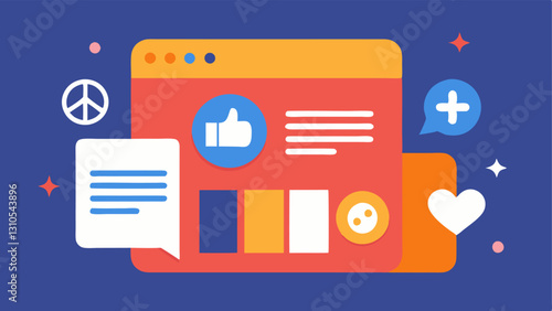 Social Media Feed The left half displays a cluttered social media feed with flashy posts and notifications while the right features a single post with a calming image portraying