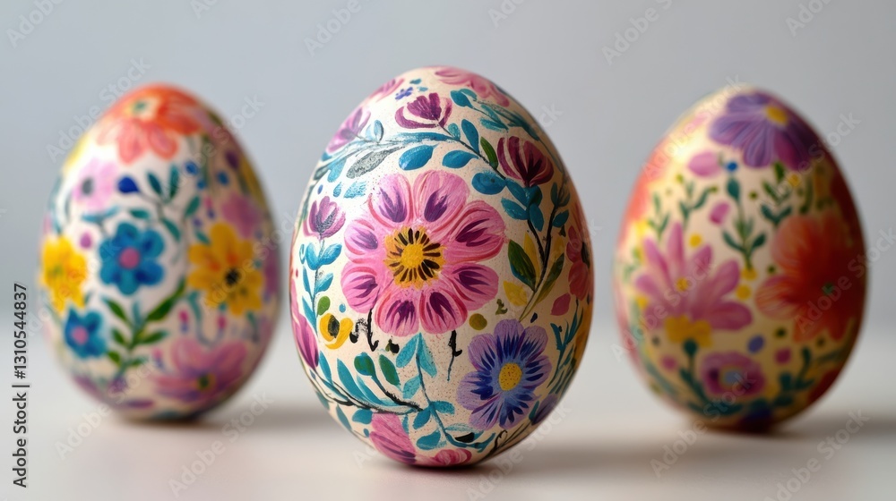 Hand-painted eggs with intricate floral patterns Hand-painted eggs with intricate floral patterns