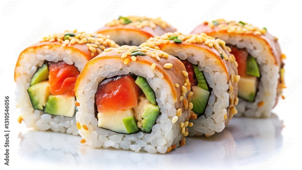 Sushi Rolls on White Background Sushi Rolls on White Background