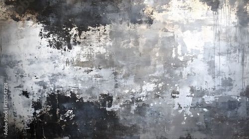 Abstract black and white grunge texture with rough, distressed brushstrokes. The artistic, textured surface creates a modern and edgy aesthetic, perfect for backgrounds and creative designs.