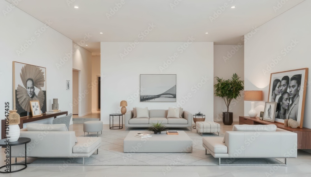 Modern Minimalist Living Room with Neutral Tones and Art Decor Modern Minimalist Living Room with Neutral Tones and Art Decor