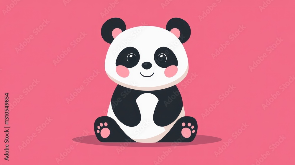 A Cute Cartoon Panda Sitting With A Smiling Happy Face A Cute Cartoon Panda Sitting With A Smiling Happy Face