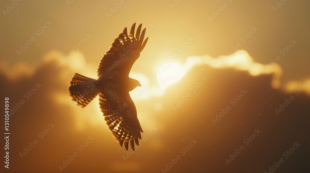 Fototapeta premium Hawk: A bird of prey with sharp talons and a muted gray-brown body, admired for its keen vision and exceptional hunting skills in the wild. 