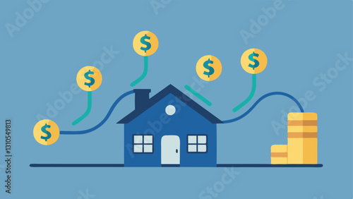 Rental Income Flow A house with dollar signs flowing outward depicting cash flow from rental income generated by fractional ownership.