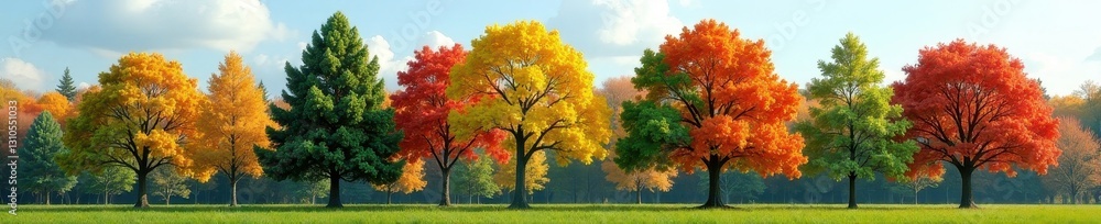 Group of diverse trees, various heights, vibrant foliage , photo, pine, environment Group of diverse trees, various heights, vibrant foliage , photo, pine, environment