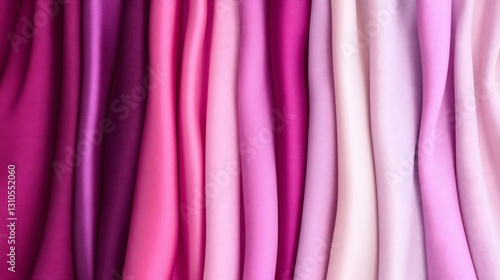 Soft pink and purple satin fabric with flowing folds and a silky sheen. The luxurious texture creates an elegant and romantic feel, perfect for fashion and interior design.