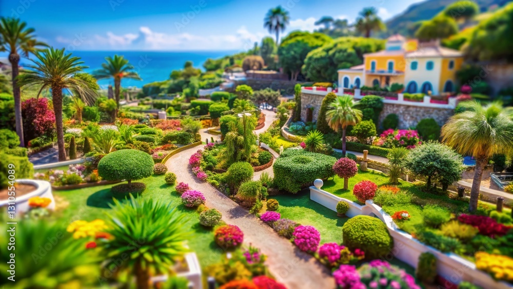 Fototapeta premium Ischia's Giardini La Mortella: Miniature Garden Paradise, Italy