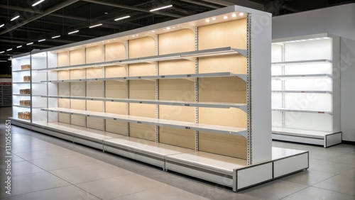 Empty Retail Shelves on White Background